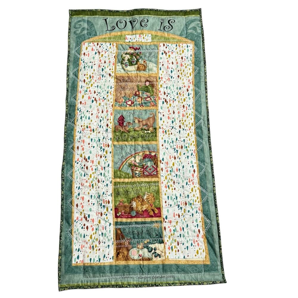 Handmade Reversible Quilted Table Runner Home Sweet Home Love is Kind Christmas